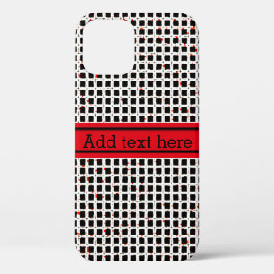 Black White Red Abstract Pattern Chic iPhone 12 Case