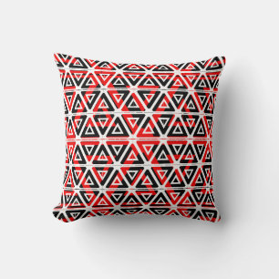 Black,white, red  abstract pattern solid back cushion