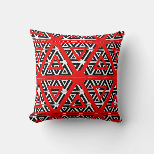 Black,white, red  abstract pattern solid back cushion