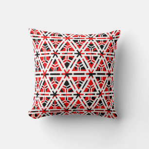 Black,white, red  abstract pattern solid back cushion