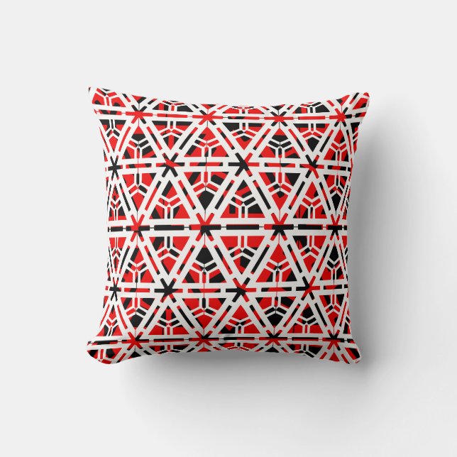 Black,white, red  abstract pattern solid back cushion (Front)