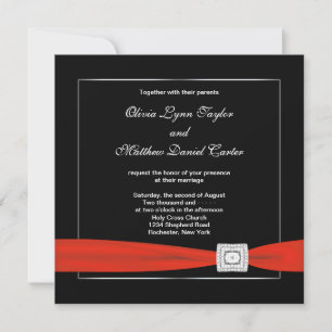 Black White Red Black Wedding Invitation