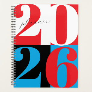 Black White Red Blue Bold Year Colour Block Planne Planner