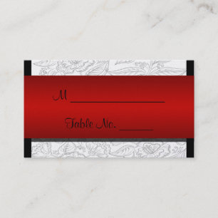 Black White Red Bohemian Posh Wedding Place Cards