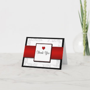 Black White Red Bohemian Posh Wedding Thank You Card