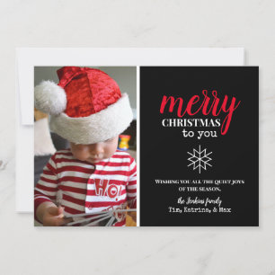Black, White, Red Collage Snowflake Photo Holiday Card