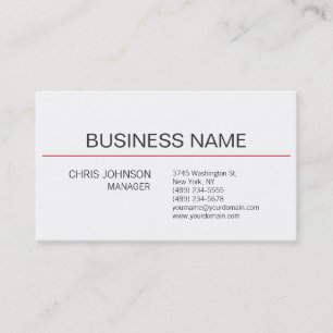 Black White Red Contemporary Manager Business Card