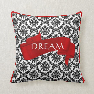 Black,White & Red Damask Pillow 2 SPLIT SIDES