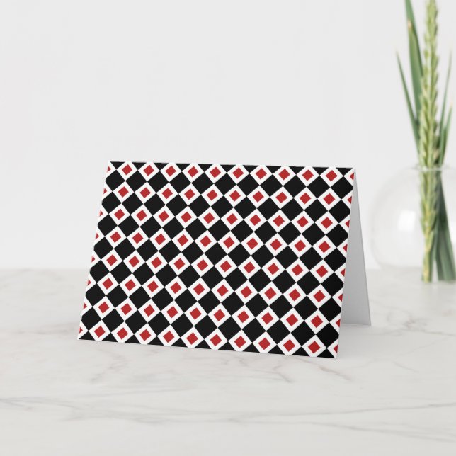 Black, White, Red Diamond Pattern Card (Front)