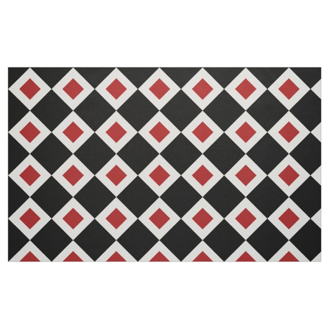 Black, White, Red Diamond Pattern Geometric Fabric (Fat Quarter)