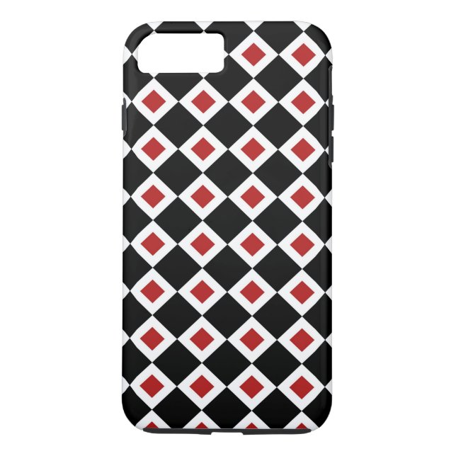 Black-White-Red Diamond Pattern iPhone 8 Plus Case (Back)