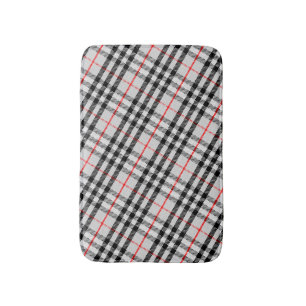 Black White Red Gingham   Classic Chequered Fabric Bath Mat
