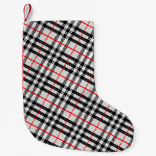 Black White Red Gingham   Classic Chequered Fabric Small Christmas Stocking