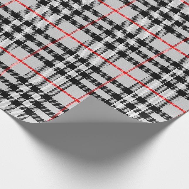 Black White Red Gingham | Classic Chequered Fabric Wrapping Paper (Corner)