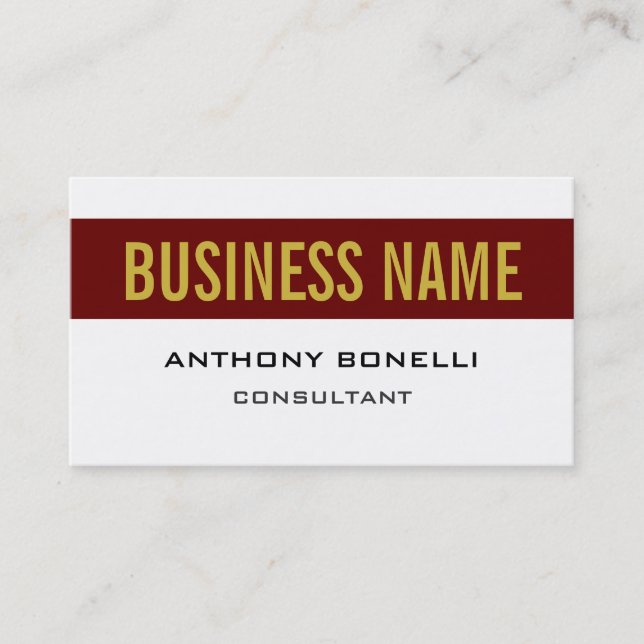 Black White Red Gold Stripe Charming Business Card (Front)