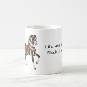 Black White Red Horse Coffee Mug
