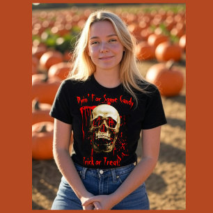 Black, White & Red Laughing Skull Bloody Halloween T-Shirt