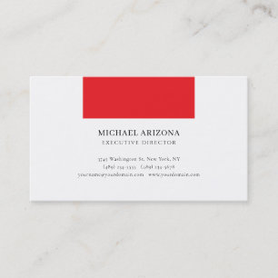 Black & White Red Minimalist Simple Modern Plain Business Card