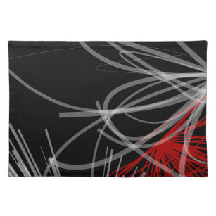 Black White & Red Modern Abstract Ribbons Placemat