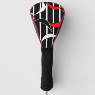 Black, white, red modern art golf head cover