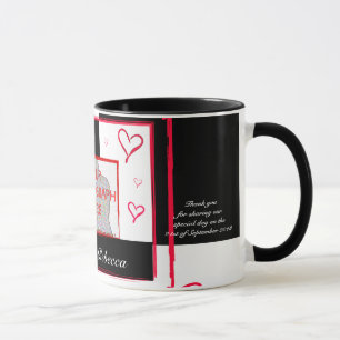 Black white red modern love heart photo frame mug