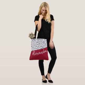 Black White Red Modern Personalised Tote Bag