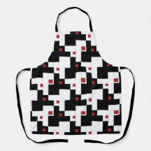 Black White Red Modern Vintage Patchwork Apron