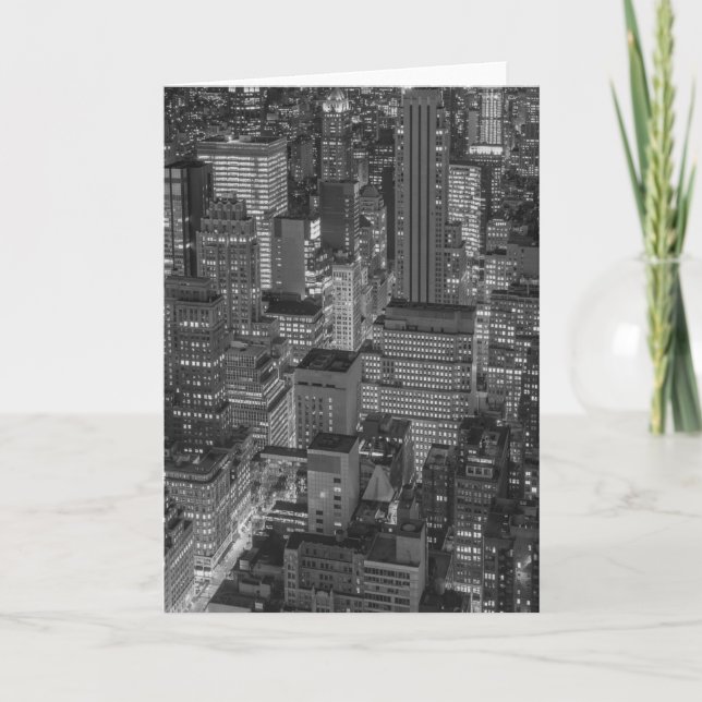 Black White Red New York City Skyline Card (Front)