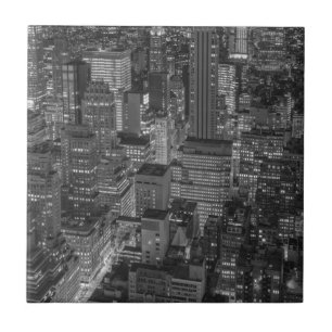 Black White Red New York City Skyline Tile