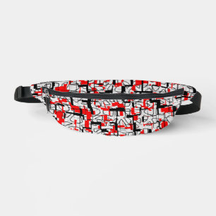 Black White Red Pattern  Bum Bags