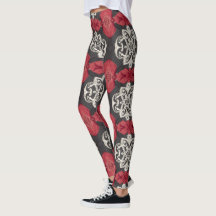 Black, white, red pattern leggings