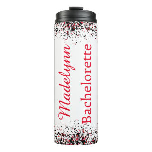 Black & White & Red Personalised Bridesmaid Thermal Tumbler