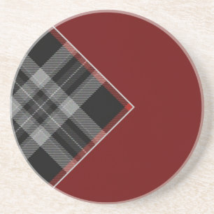 Black, White & Red Plaid on a Red Background Coaster