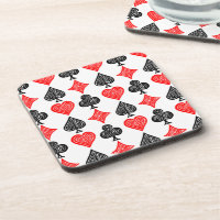 Black/White/Red Playing Card All Symbols Lino Cut