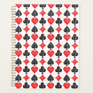 Black/White/Red Playing Card All Symbols Lino Cut Planner