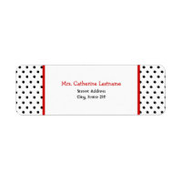 Black White & Red Polka Dot Address Label Sticker