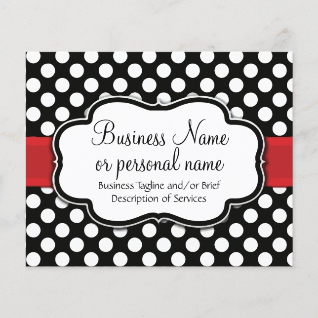 Black White Red Polka Dot Retro Cute Consultant Flyer (Front)