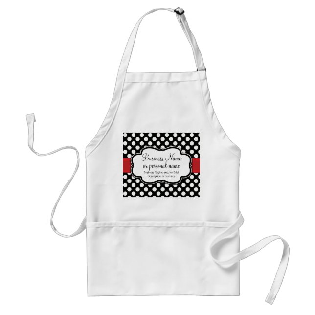 Black White Red Polka Dot Retro Cute Consultant Standard Apron (Front)