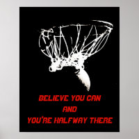 Black White Red Pop Art Basketball Poster