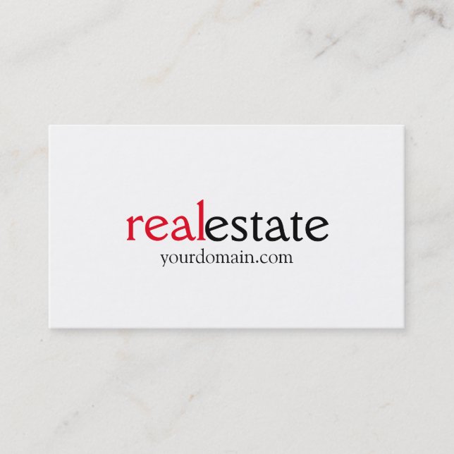 Black White Red Real Estate Agent Business Card (Front)