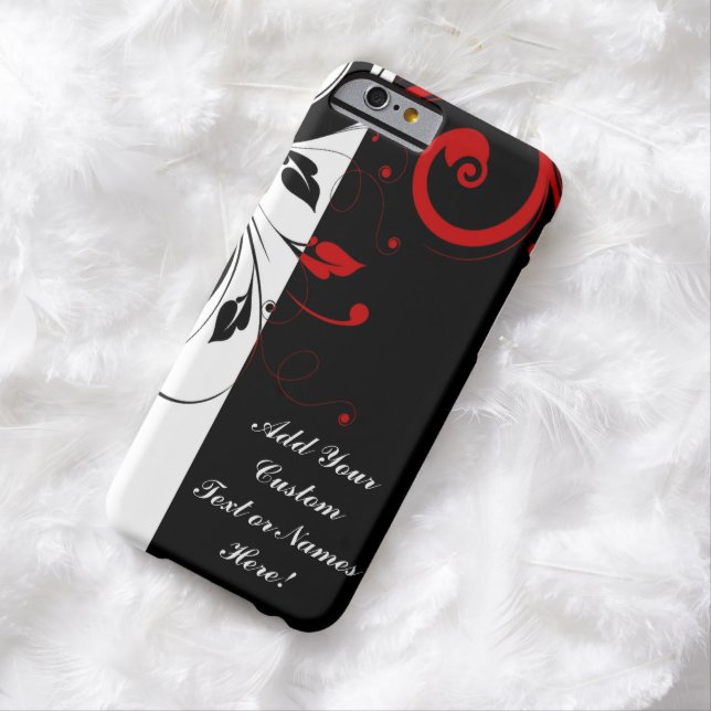 Black White Red Reverse Swirl Personalised Case-Mate iPhone Case (In Situ)