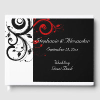 Black White Red Reverse Swirl Wedding