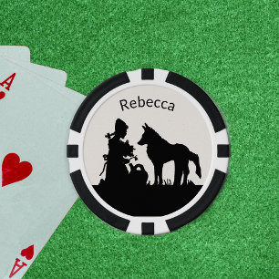 Black White Red Riding Hood Wolf Under Trees Woods Poker Chips