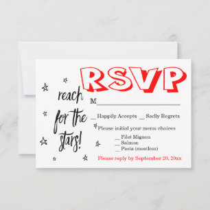 Black White & Red RSVP Wedding Motivational Dreams Card