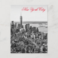 Black White Red Script New York City Manhattan