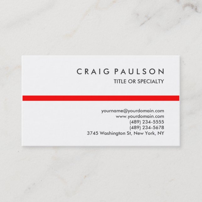 Black White Red Stripe Consultant Business Card (Front)