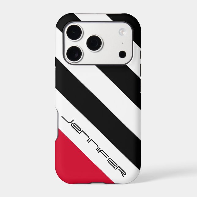 Black/White/Red Stripe Personalised Name (Back)