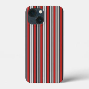 Black White Red Stripes Cool Simple Patterns iPhone 13 Mini Case