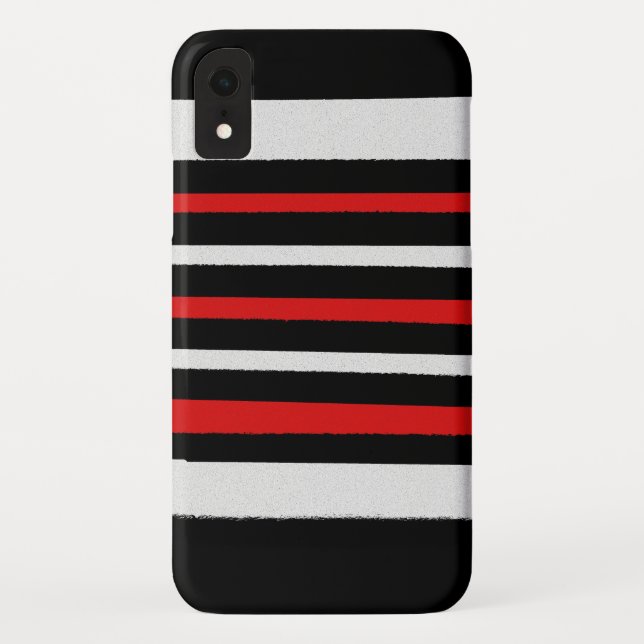 Black White Red Stripes Cool Simple Patterns Case-Mate iPhone Case (Back)