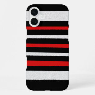 Black White Red Stripes Cool Simple Patterns iPhone 16 Plus Case